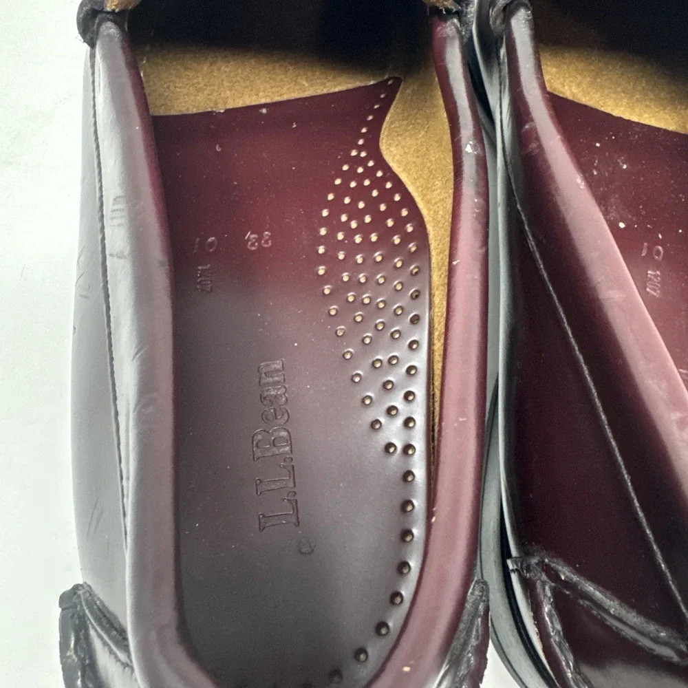 LLBean Penny Loafers Mens 12 Wide EE Burgundy